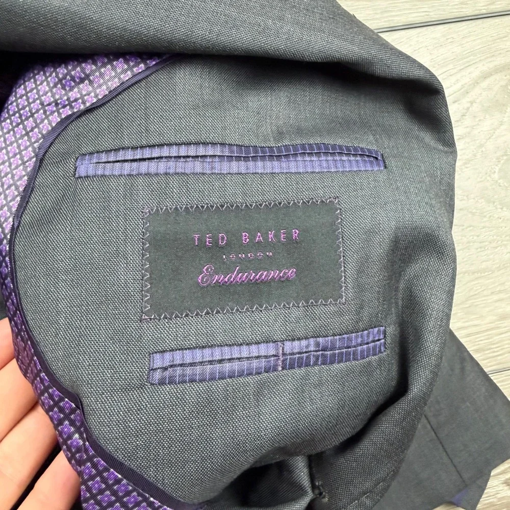 Ted Baker Mens Suit Endurance Jay CT 100% Wool 2 Button Grey 42R 35R
